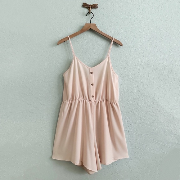 SHEIN Pants - Peachy Pink Solid Button Front Cami Romper for Women•Size:2XL